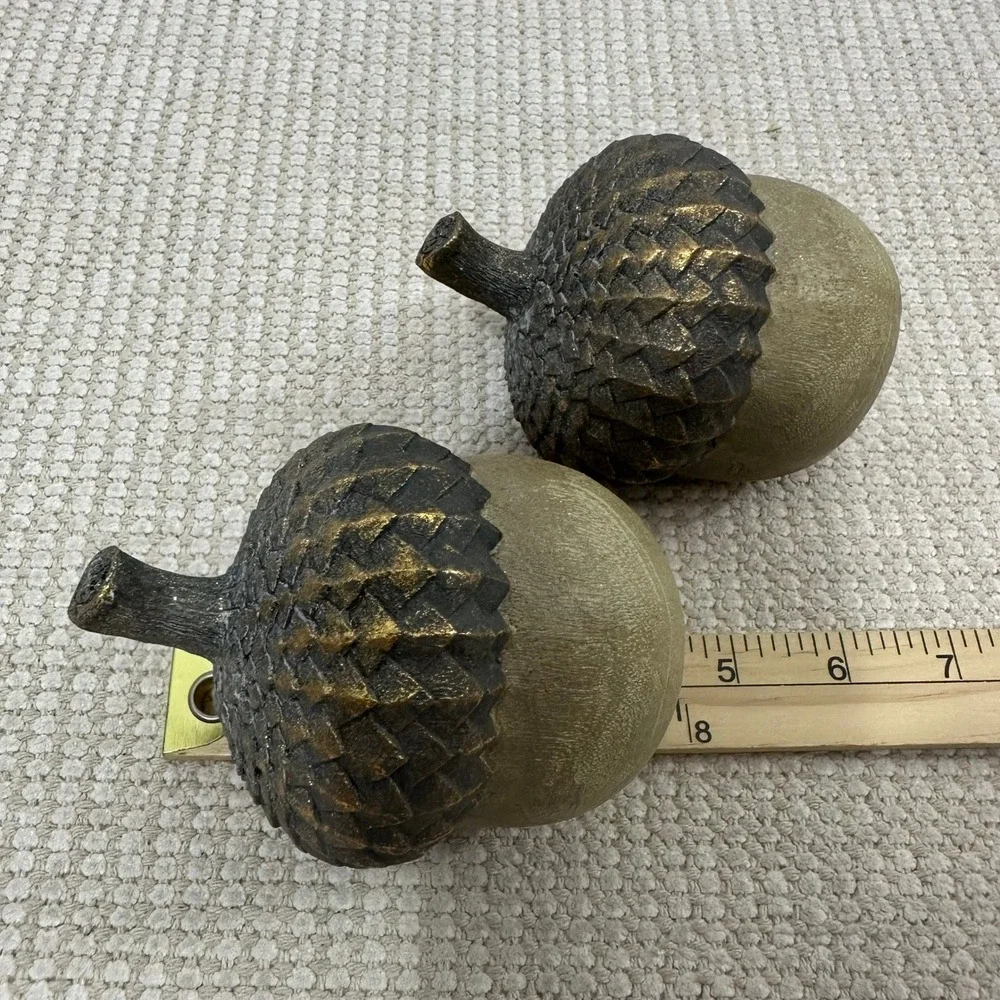 Rustic Oversized Acorn Figurines Set of 2 Bronze Gold Fall Woodland Decor 5